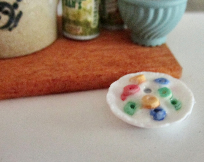 Miniature Bowl Of Cereal, Mini Cereal In Bowl, Style #07, Dollhouse Miniature, 1:12 Scale, Dollhouse Decor, Accessory, Mini Food