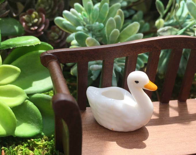 Miniature Ceramic Swan Planter, White Swan Flower Pot, Dollhouse Miniature, 1:12 Scale, Miniature Yard & Garden Decor