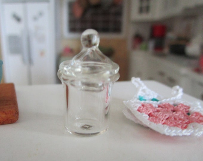 Miniature Glass Jar, Mini Candy Jar With Removable Lid, Style #93, Dollhouse Miniature, 1:12 Scale, Dollhouse Accessory, Decor Item, Crafts