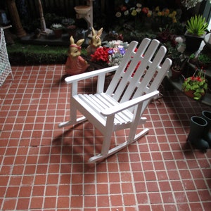 Miniature Adirondack Rocker, Mini White Wood Rocking Chair, Dollhouse Miniature Furniture, 1:12 Scale, Dollhouse Chair