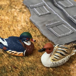 Miniature Duck Decoys, Mini Ducks, Set of 2,  Dollhouse Miniature, 1:12 Scale, Dollhouse Accessory, Decor, Mini Hunting Decor