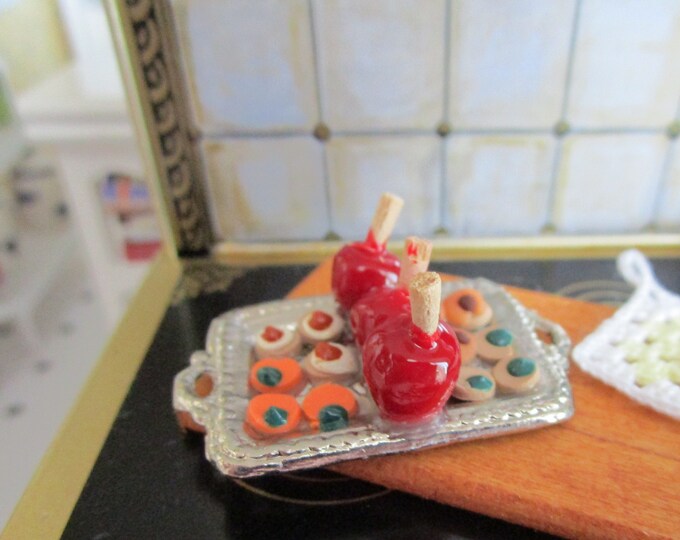 Miniature Fall Halloween Food Platter, Mini Silver Food Platter Style #62, Dollhouse Miniature, 1:12 Scale, Mini Food, Decor, Accessory