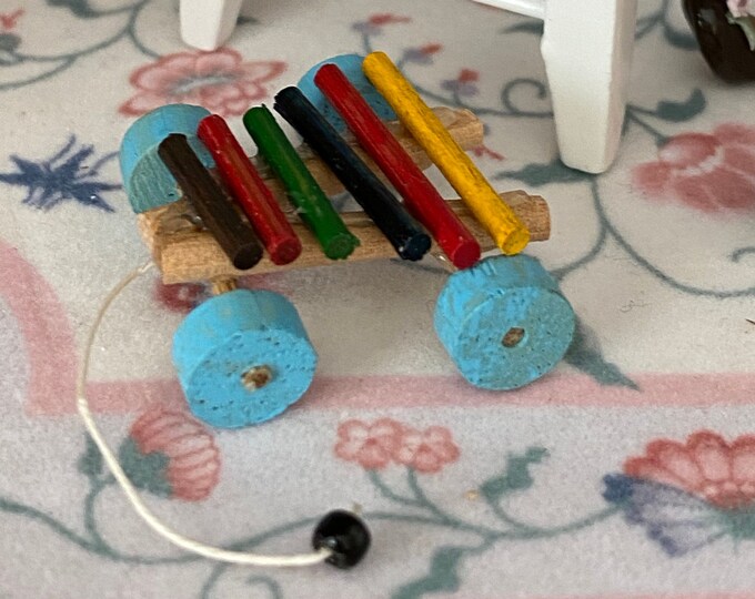 Miniature Toy, Mini Xylophone, Pull Toy,  Dollhouse Miniature, 1:12 Scale, Dollhouse Accessory, Mini Toy, Dollhouse Decor, Crafts