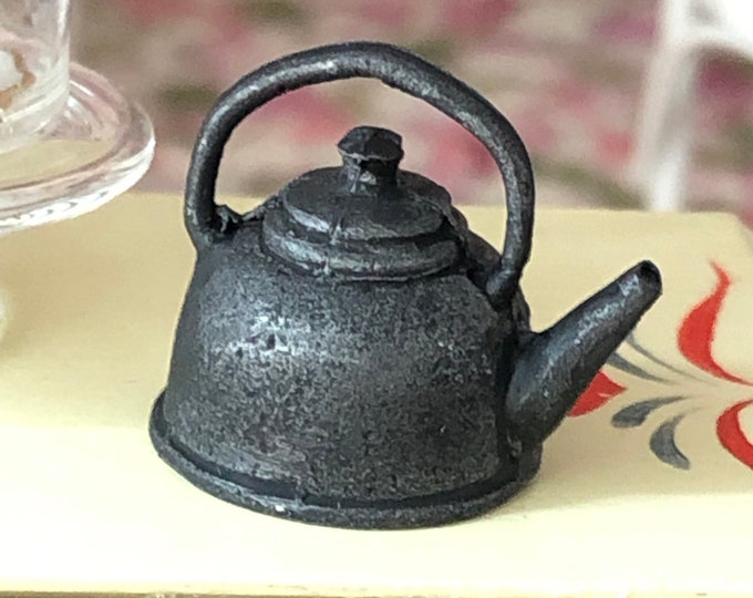 Miniature Tea Kettle, Black Cast Iron Look Tea Pot, Mini Tea Kettle