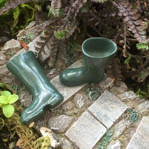 Miniature Green Rubber Boots, Dollhouse Miniature, 1:12 Scale, Wellies, Rain Boots, Galoshes, Dollhouse Accessory, Decor, Mini Garden