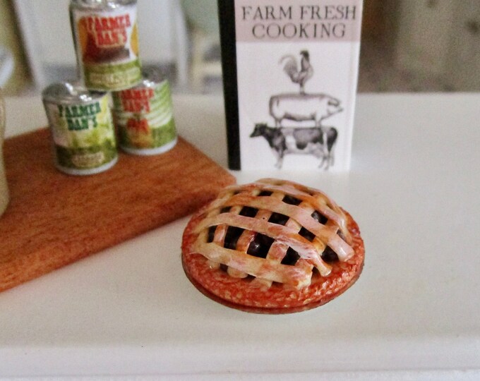 Miniature Pie, Mini Apple Pie In Metal Pan, Style #38, Dollhouse Miniature Food, 1:12 Scale, Mini Food, Decor