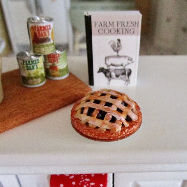 Miniature Pie, Mini Apple Pie In Metal Pan, Style #38, Dollhouse Miniature Food, 1:12 Scale, Mini Food, Decor