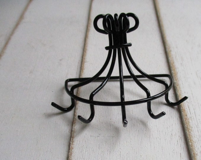 Miniature Pot Rack, Black Wall Pot Holder, Dollhouse Miniature, 1:12 Scale, Dollhouse Decor, Kitchen Accessory, Mini Rack