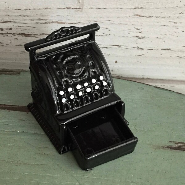 Miniature Cash Register, Vintage Style Black Cash Register, Dollhouse Miniature, 1:12 Scale, Dollhouse Accessory, Mini Decor, General Store