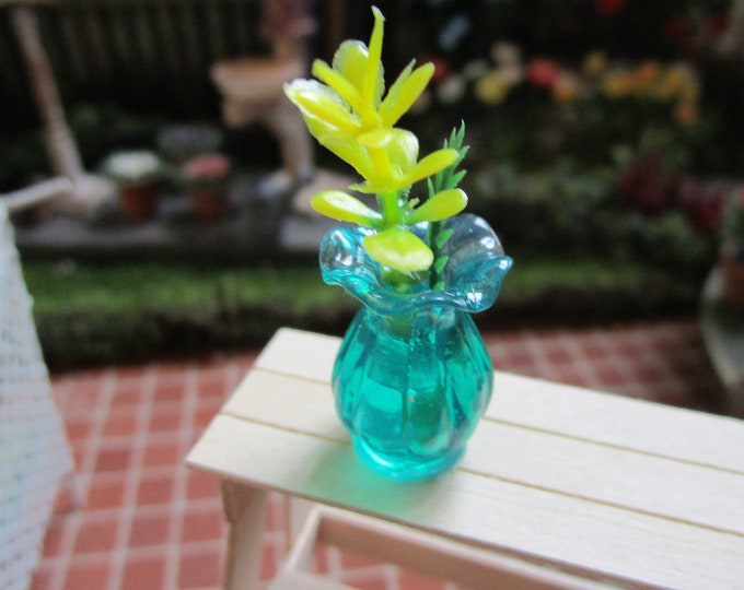 Miniature Flowers In Vase, Mini Filled Vase, Style #94, Dollhouse Miniature, 1:12 Scale, Dollhouse Decor, Accessory, Mini Flowers