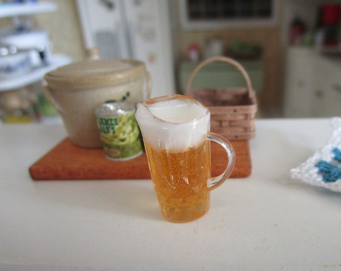 Miniature Pitcher Of Beer, Mini Beer Pitcher, Style #62, Dollhouse Miniature, 1:12 Scale,  Dollhouse Decor, Accessory, Mini Drink
