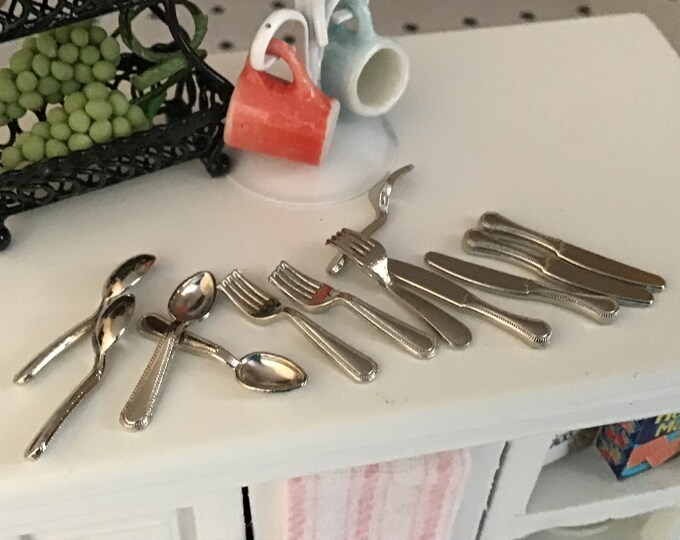 Miniature Silverware Set 12 Piece Flatware Mini Cutlery Etsy