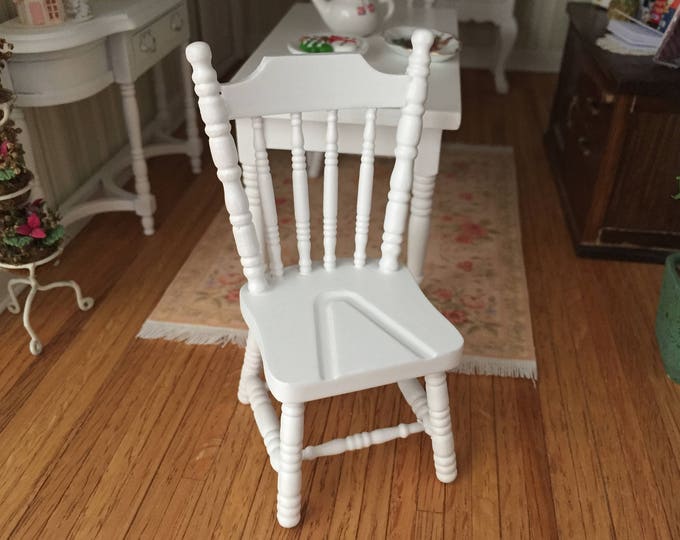 Miniature Chair, White Wood Side Chair, Dollhouse Miniature Furniture, 1:12 Scale, Mini White Chair, Decor, Crafts, Topper