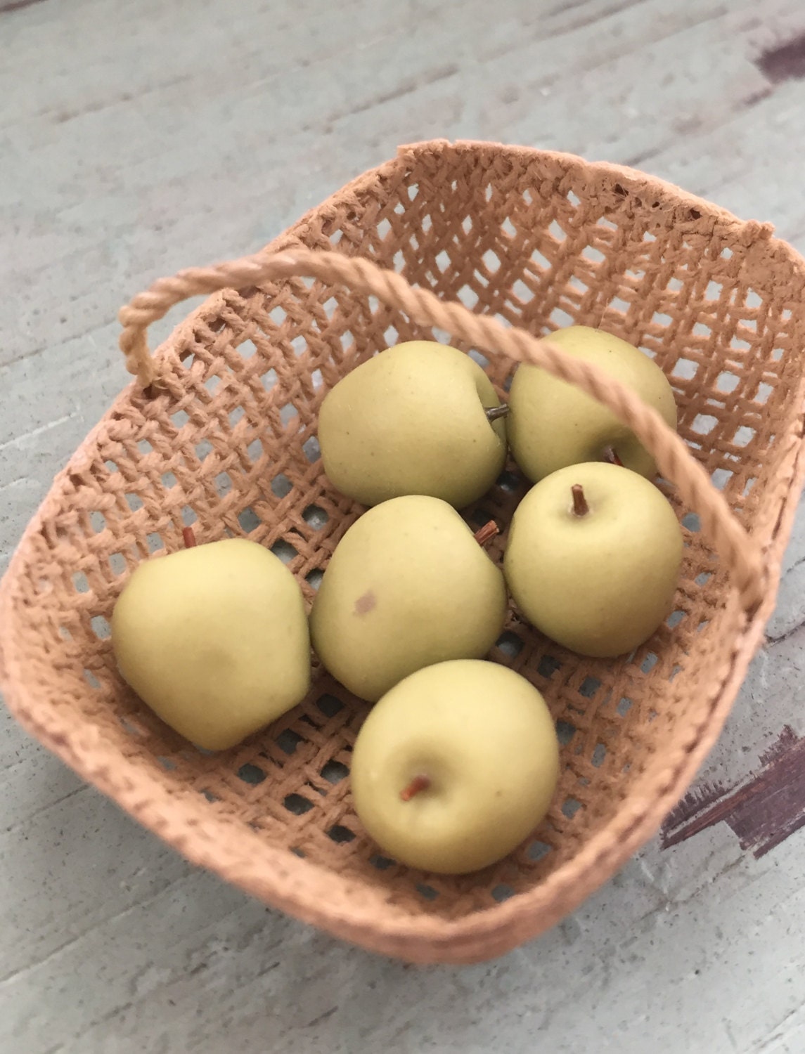 Miniature Green Apples, Dollhouse Miniature Food, 112 Scale, Dollhouse