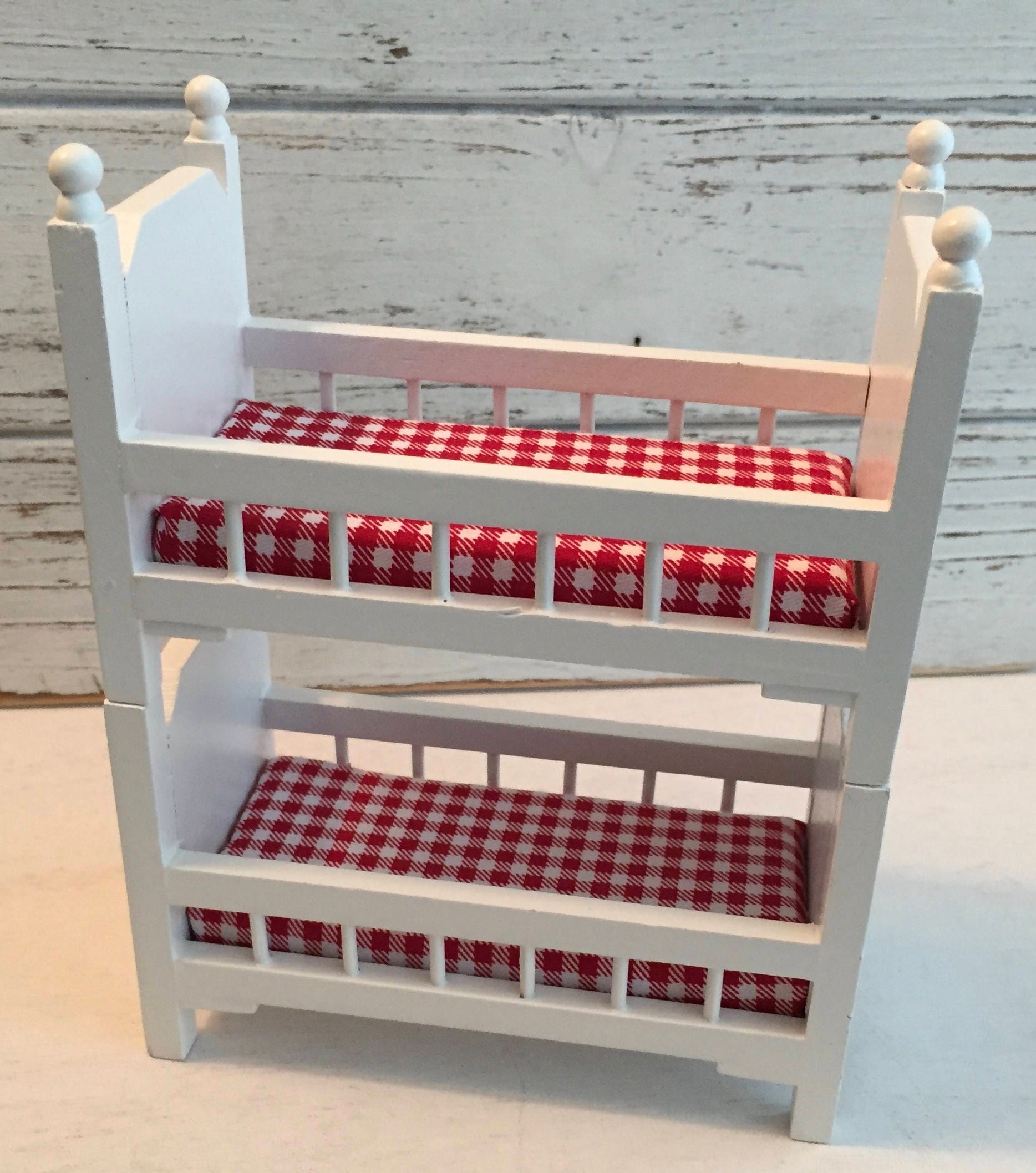 Miniature White Bunk Beds With Ladder, Mini Bunkbeds, Dollhouse