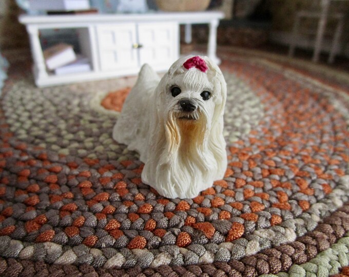 Miniature Dog, Mini Vintage Dollhouse Dog, Style #D6, Mini Dog Figurine, Dollhouse 1:12 Scale Miniature, Dollhouse Pet