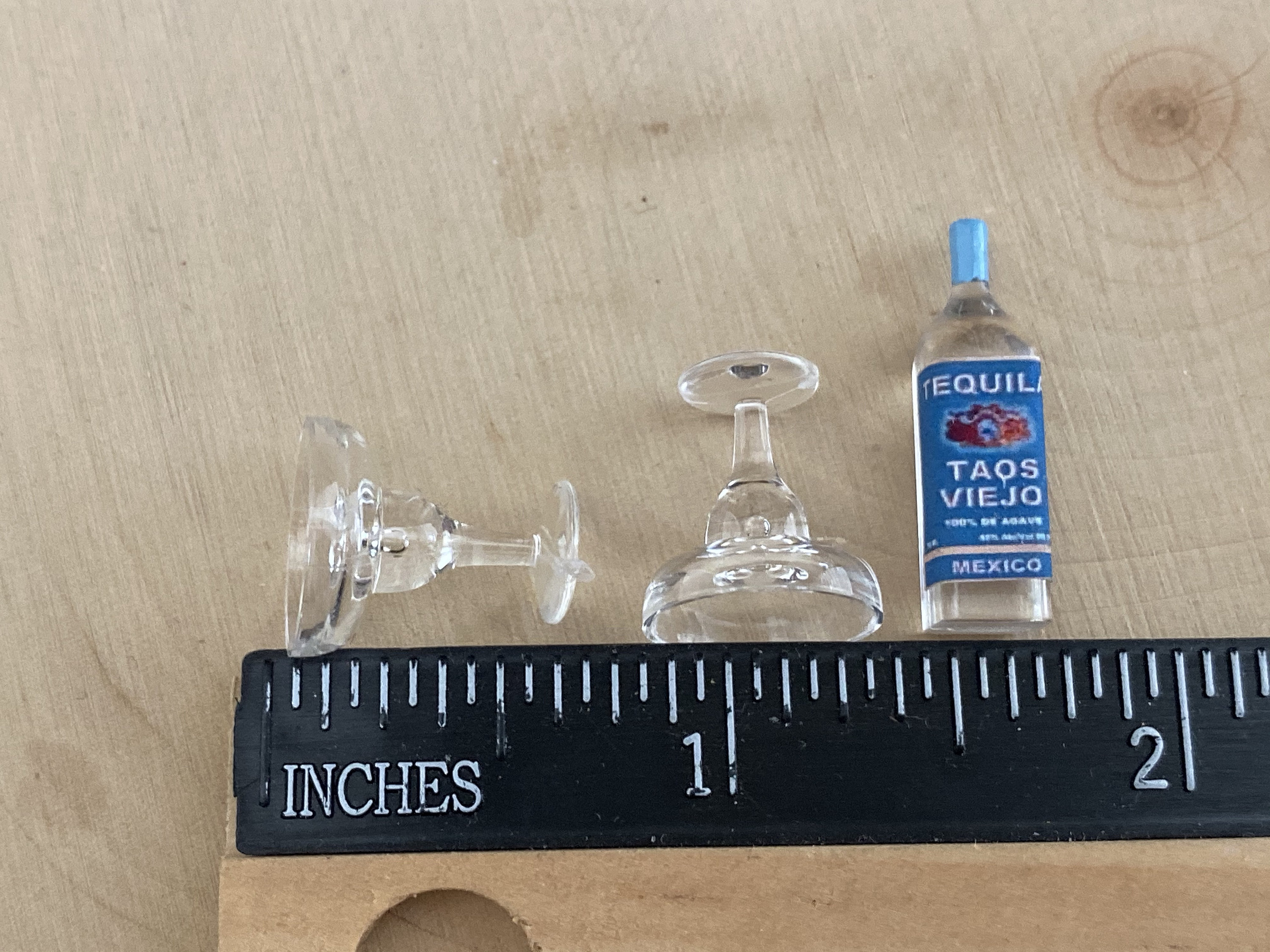 Miniature Tequila Bottle and 2 Glasses, Mini Liquor Bottle and
