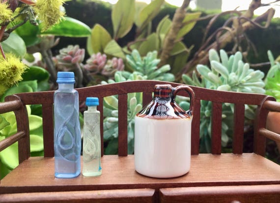 Miniature Water Bottles, Mini Water Bottles, Dollhouse Accessories 