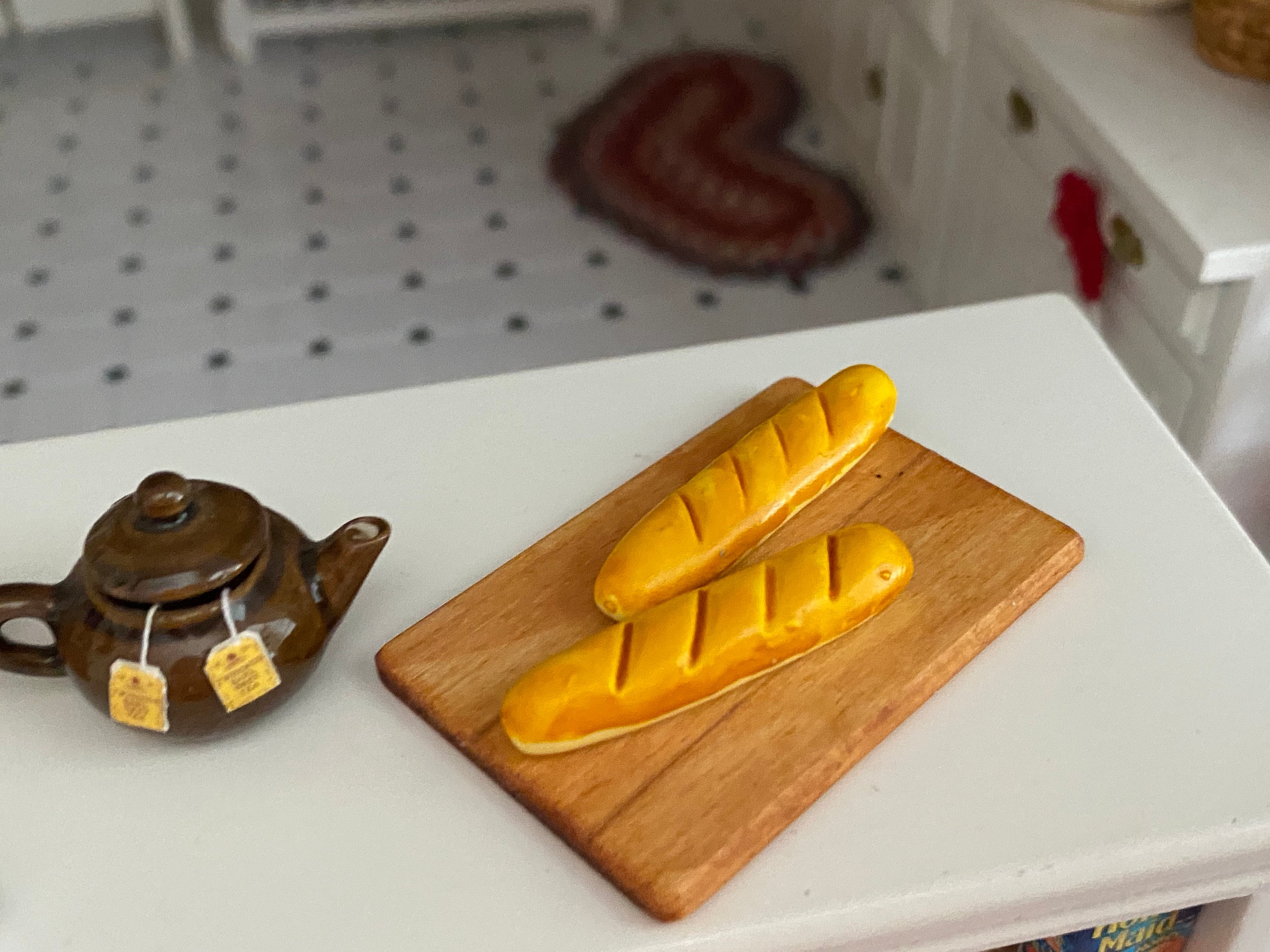 Miniature Bread, Mini French Bread Loaves, 2 Pieces, Dollhouse