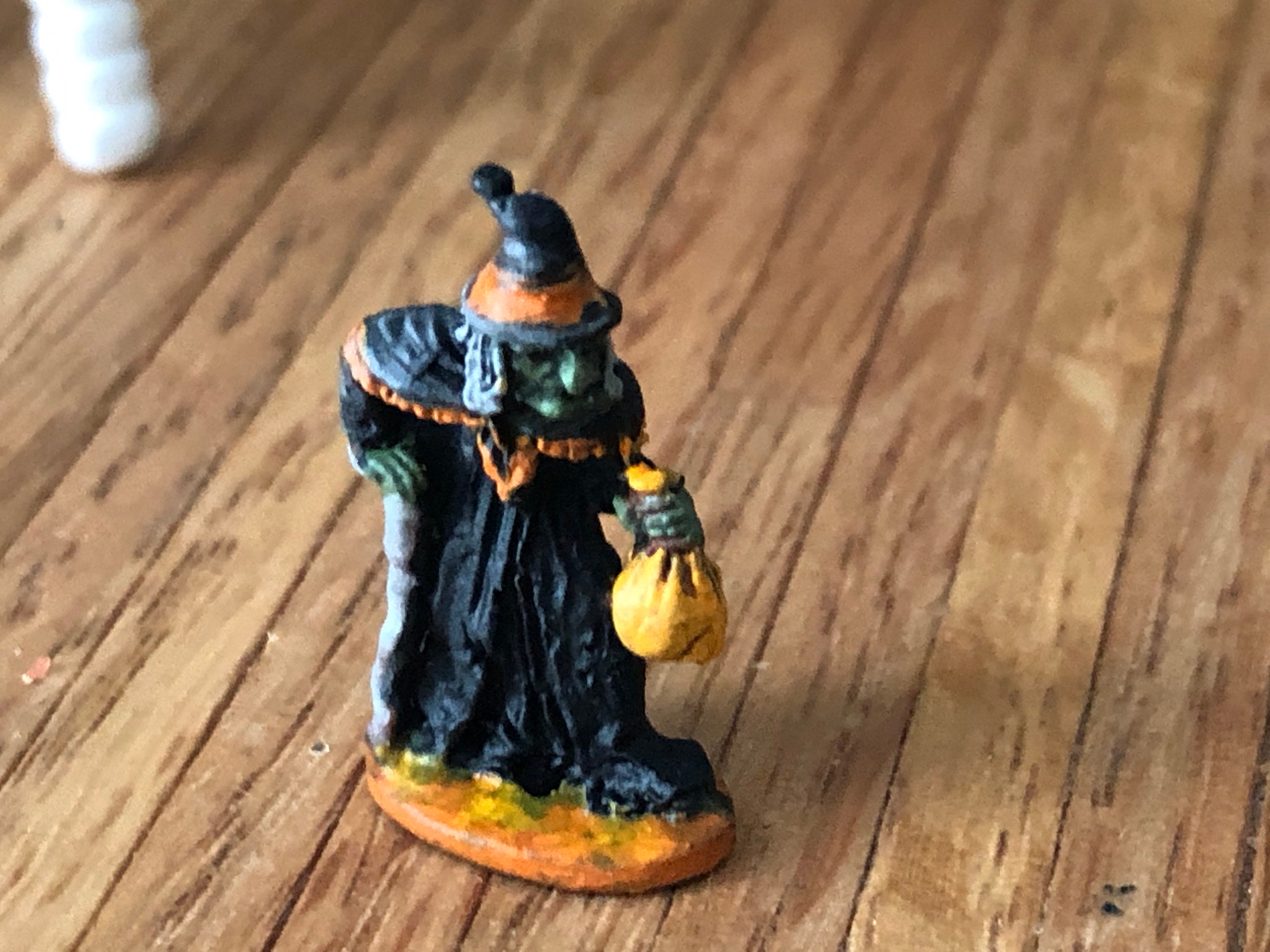 Miniature Witch Figurine, Mini Witch Statuette, Knick Knack, Halloween Decor, Dollhouse