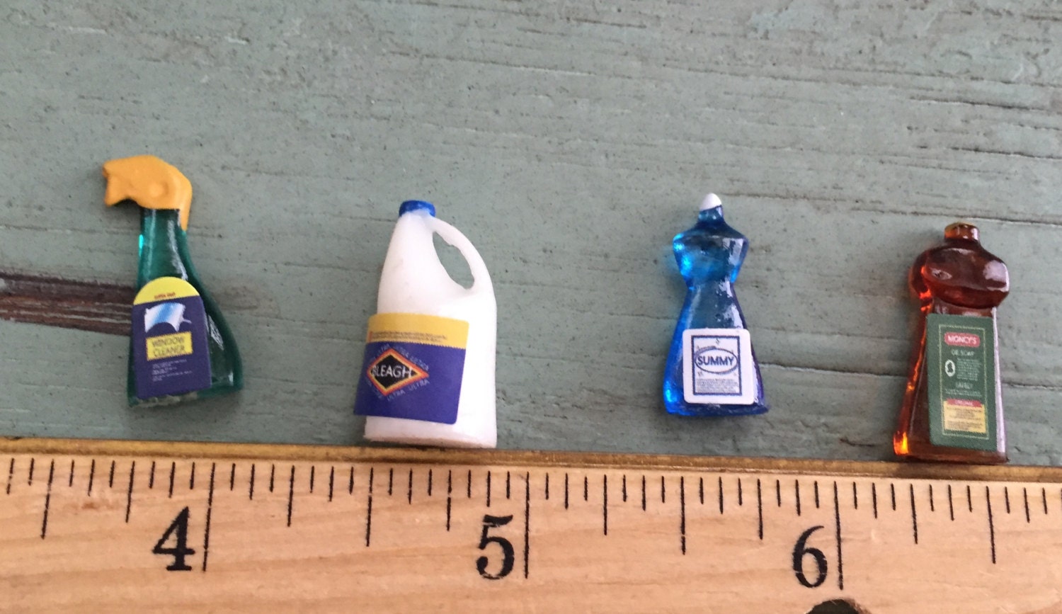 Miniature Cleaning Supply Bottles, Packaged Set of 4 Pieces by