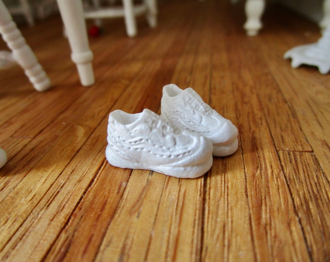 Miniature Tennis Shoes, Mini White Sneakers, Style #88, Dollhouse Miniature, 1:12 Scale, Dollhouse Decor, Accessory