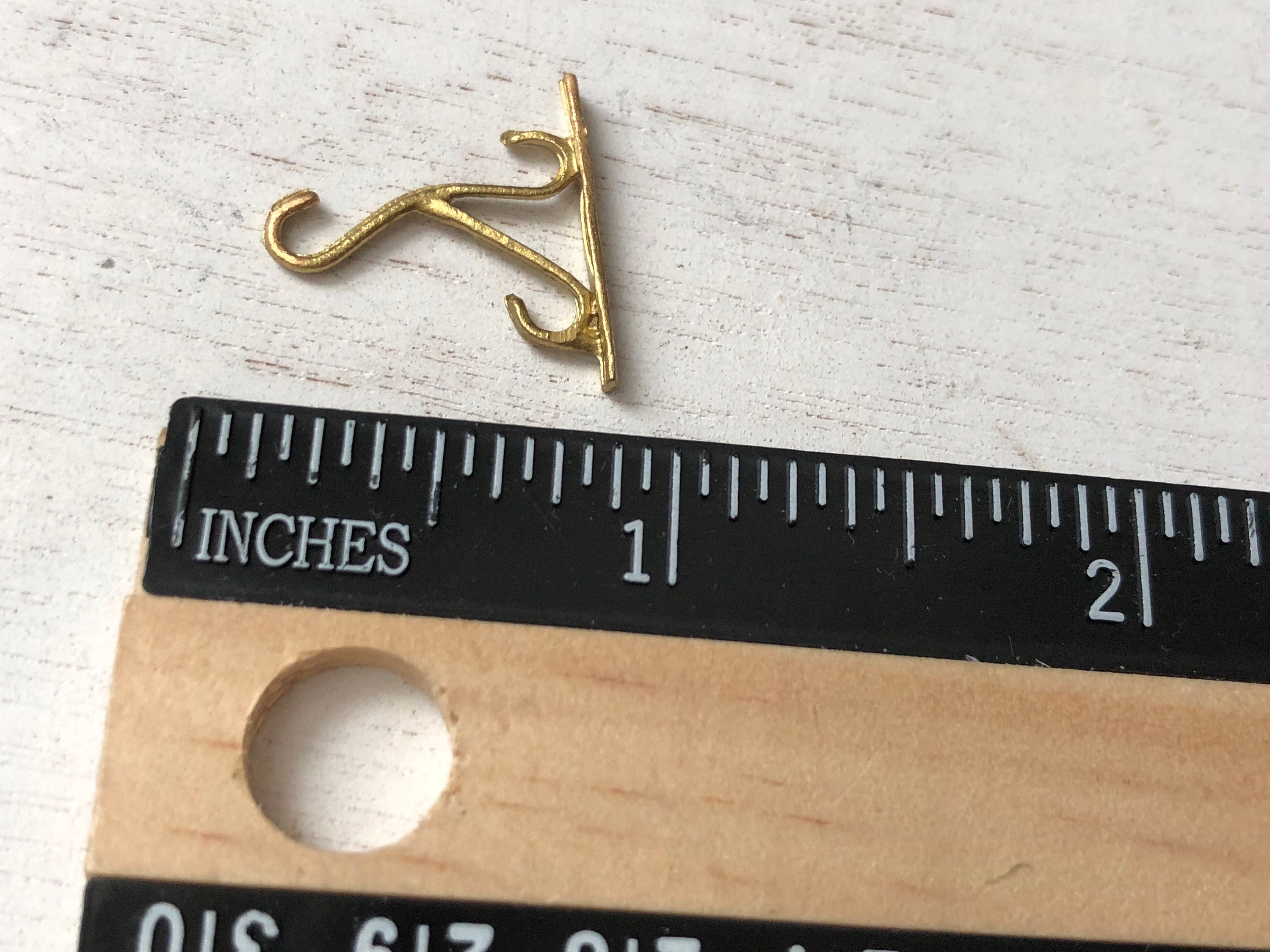 Miniature Plant Hook, Metal Gold Wall Hook, Dollhouse Miniature, 112