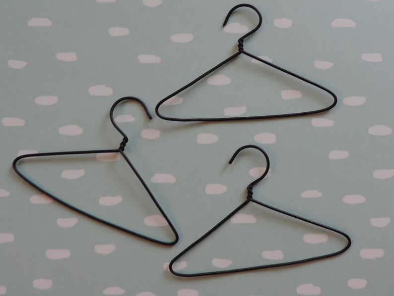 Packaged Set of 3 Great for Doll Clothes and Crafts Black Wire Hangers 3 Inch Mini Wire Hangers