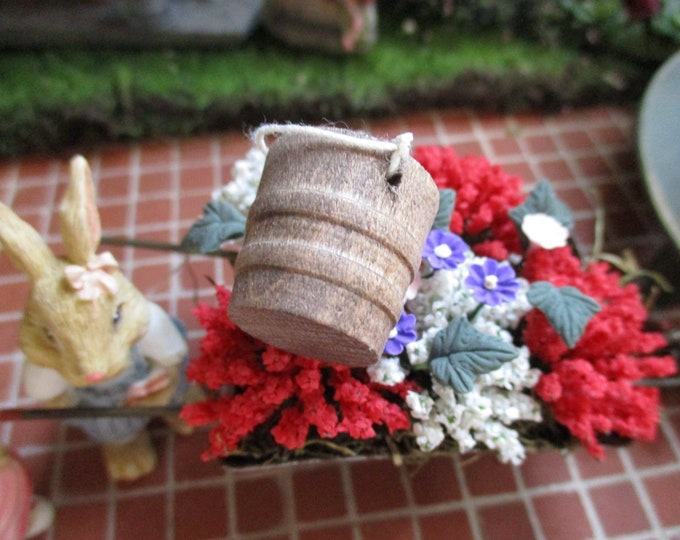 Miniature Wooden Bucket, Mini Wood Bucket With String Handle,  Style #61, Dollhouse Miniature, 1:12 Scale, Dollhouse Accessory