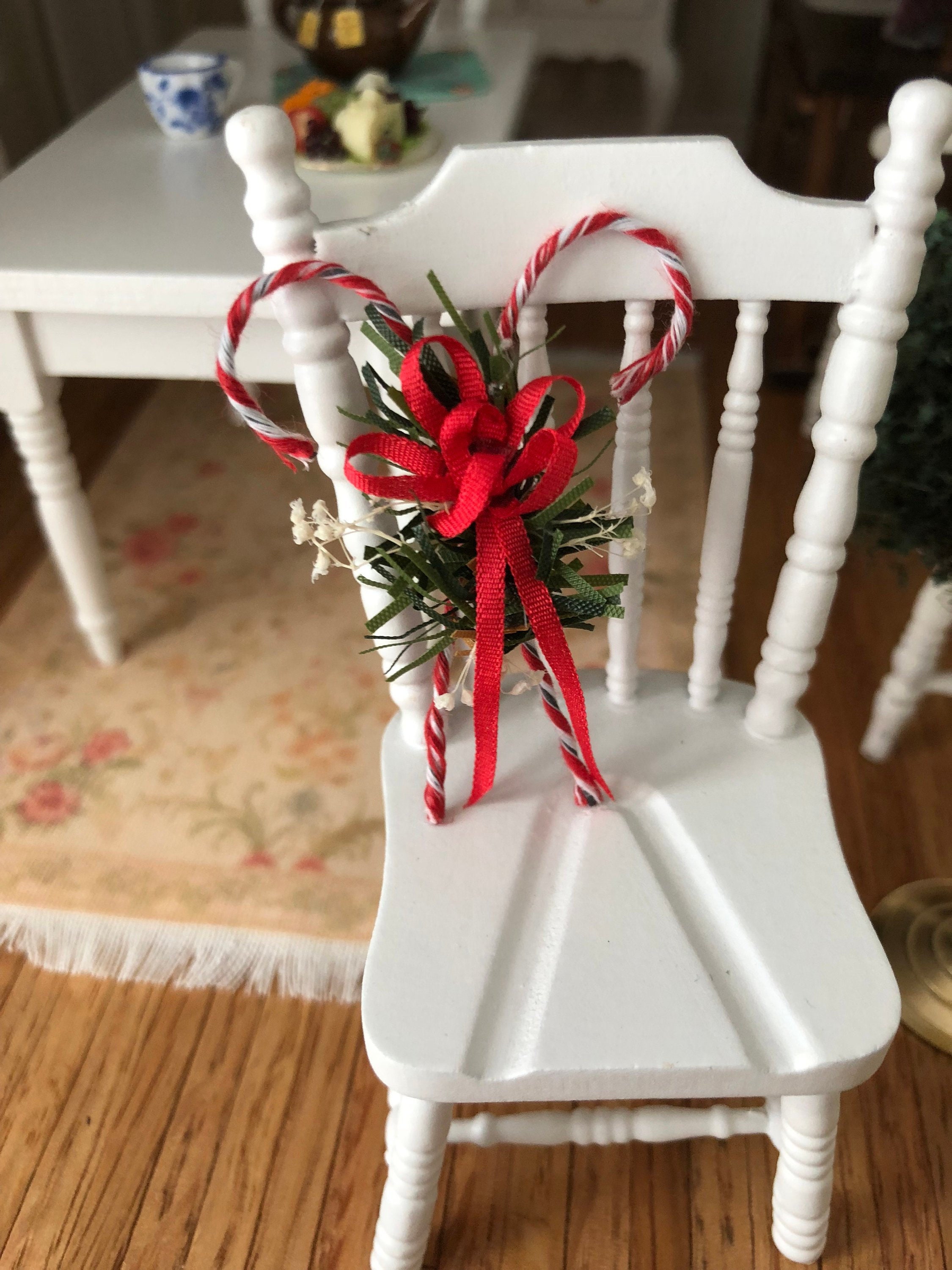 Miniature Candy Cane Swag Wall Decoration Red Bow And Canes Miniature Candy Cane Swag Wall Decoration Red Bow And Canes Dollhouse 1 12 Scale Holiday Accessory Decor