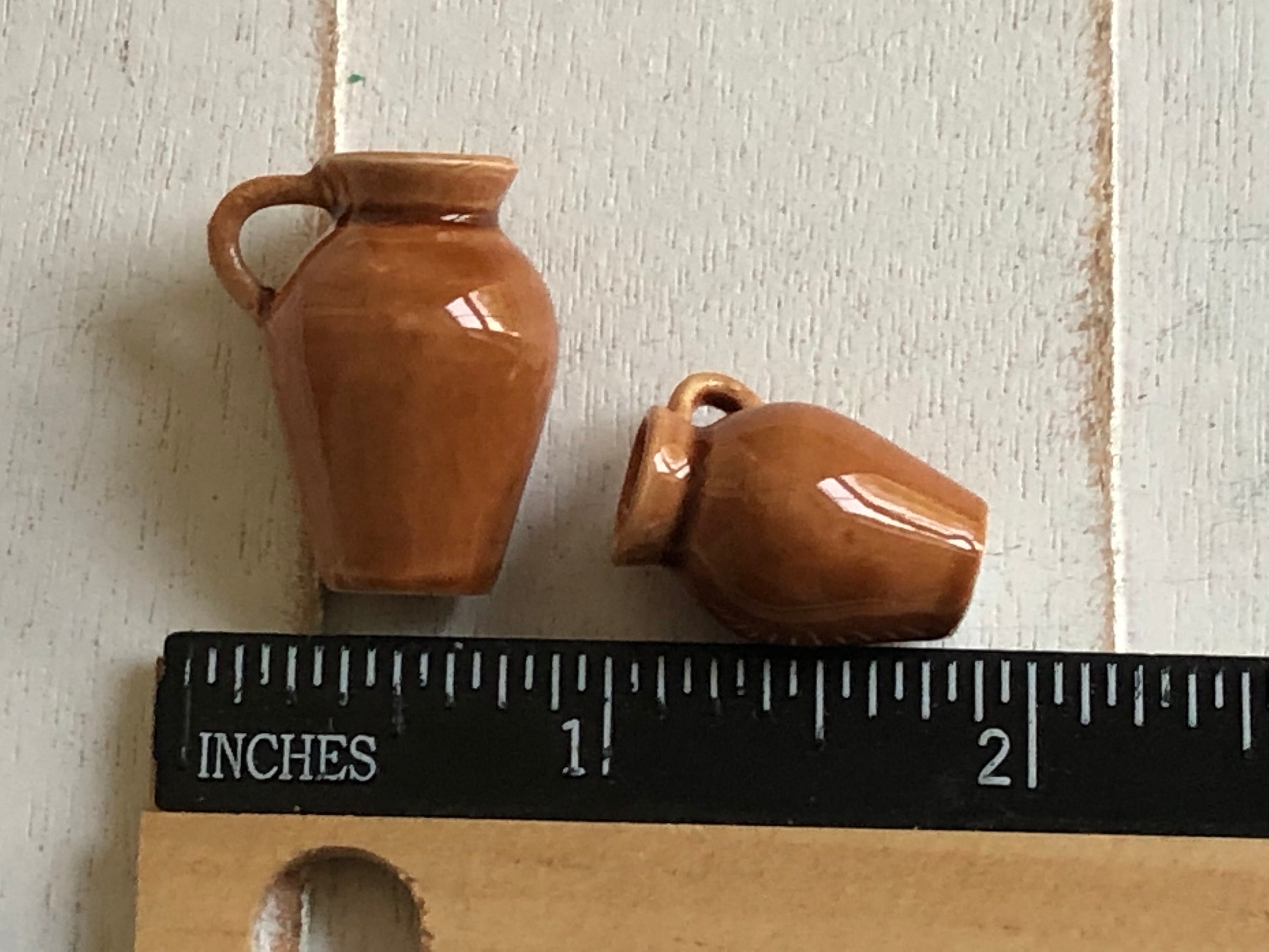 Miniature Jugs, Set of 2 Ceramic Handle Jugs, Style 60, Dollhouse