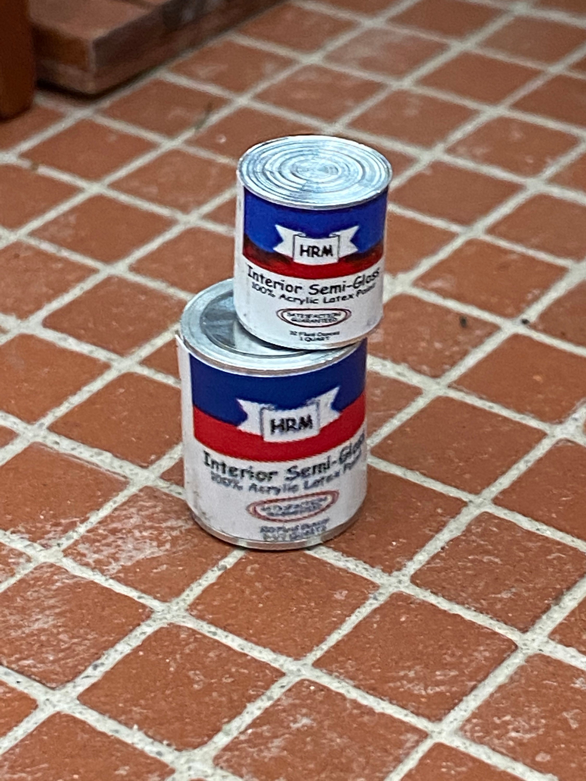 Miniature Paint Can Set, 2 Piece Set, Mini Cans, Dollhouse Miniatures 1