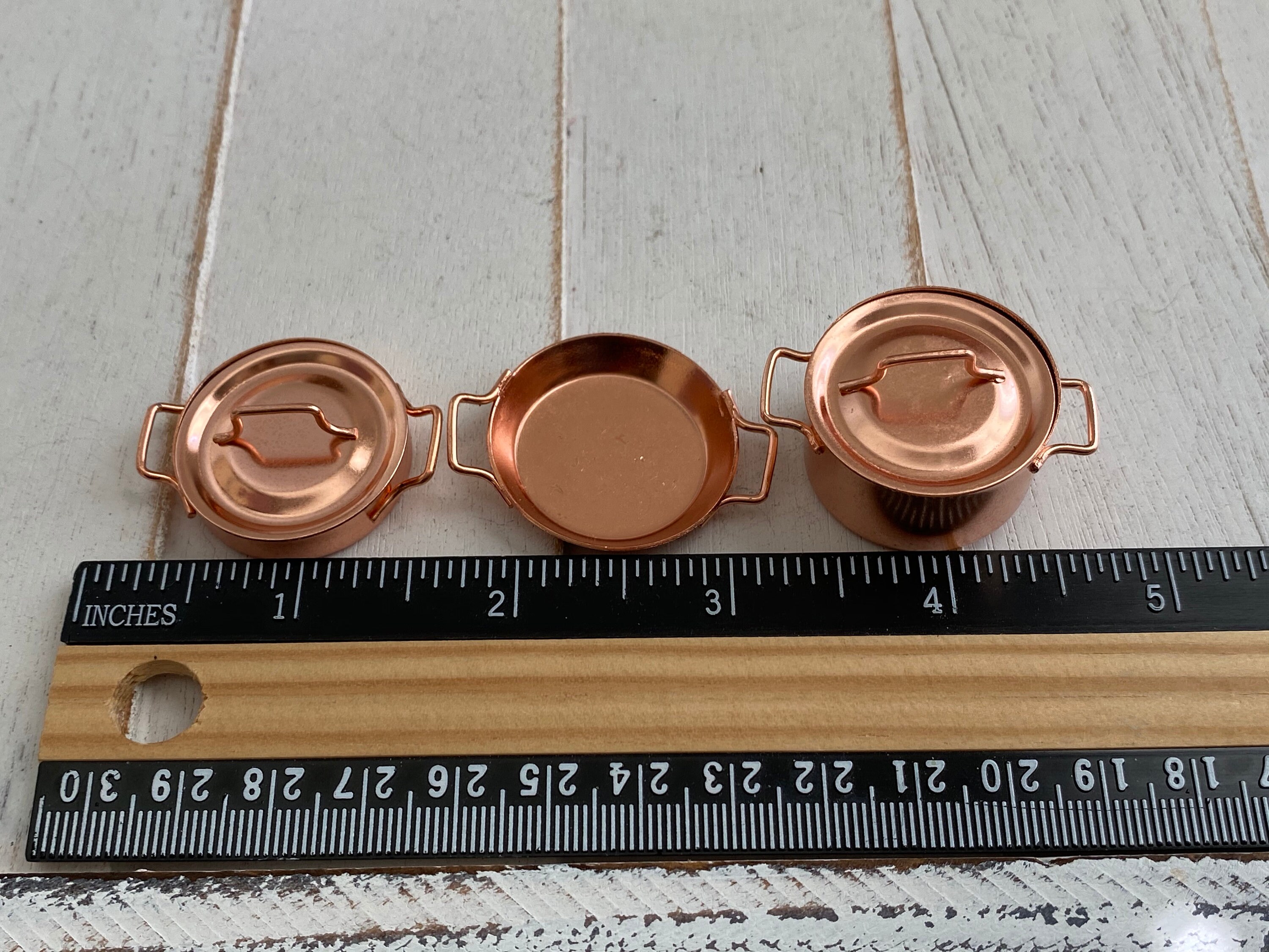 Miniature Pots and Pan Set, Mini Copper Cookware 5 Piece Set, Style 09