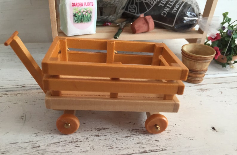 Miniature Wood Wagon Dollhouse Miniature 1:12 Scale Mini ...