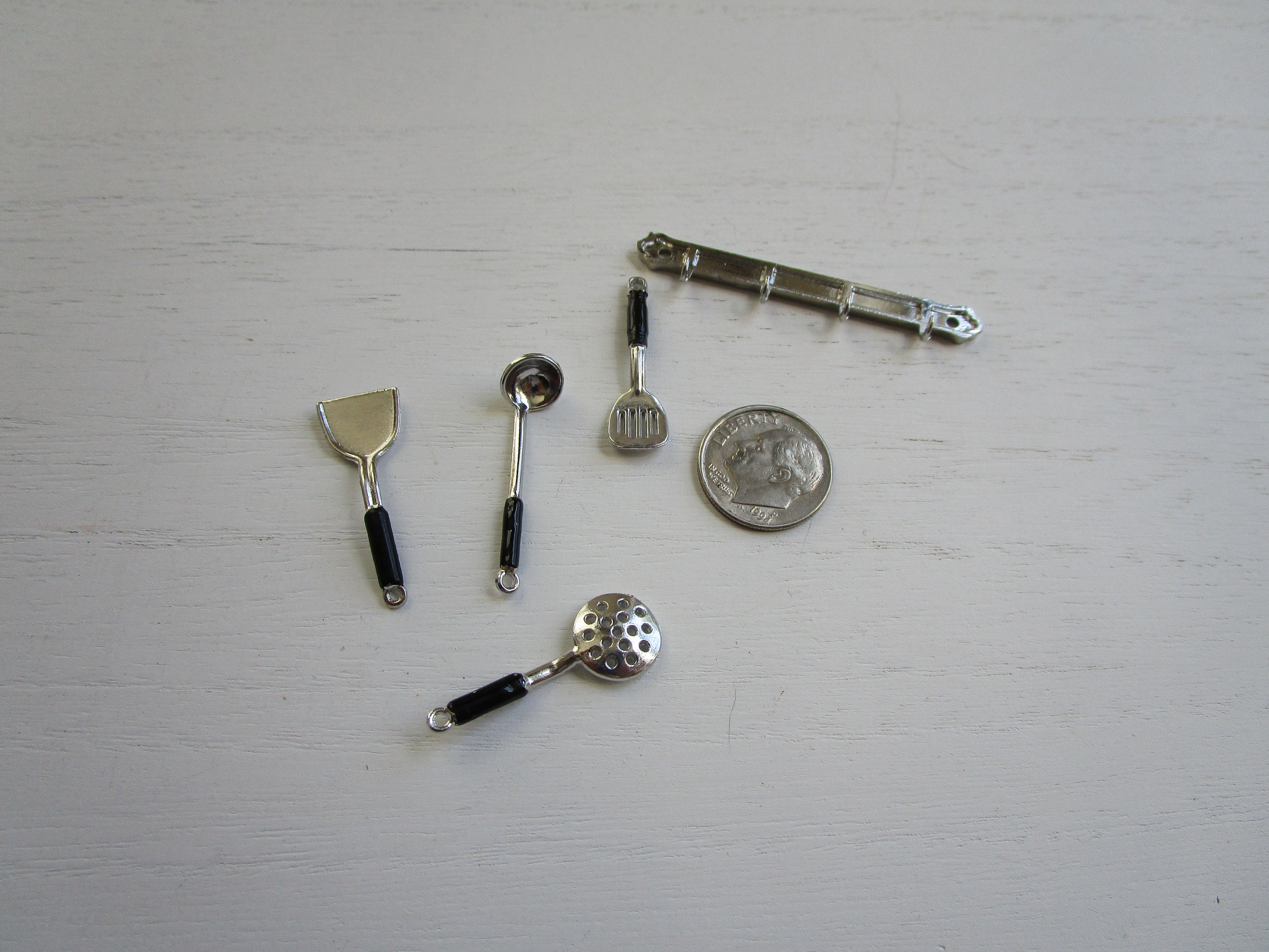 Miniature Kitchen Utensils With Hanging Rack, 5 Piece Set, Mini Kitchen