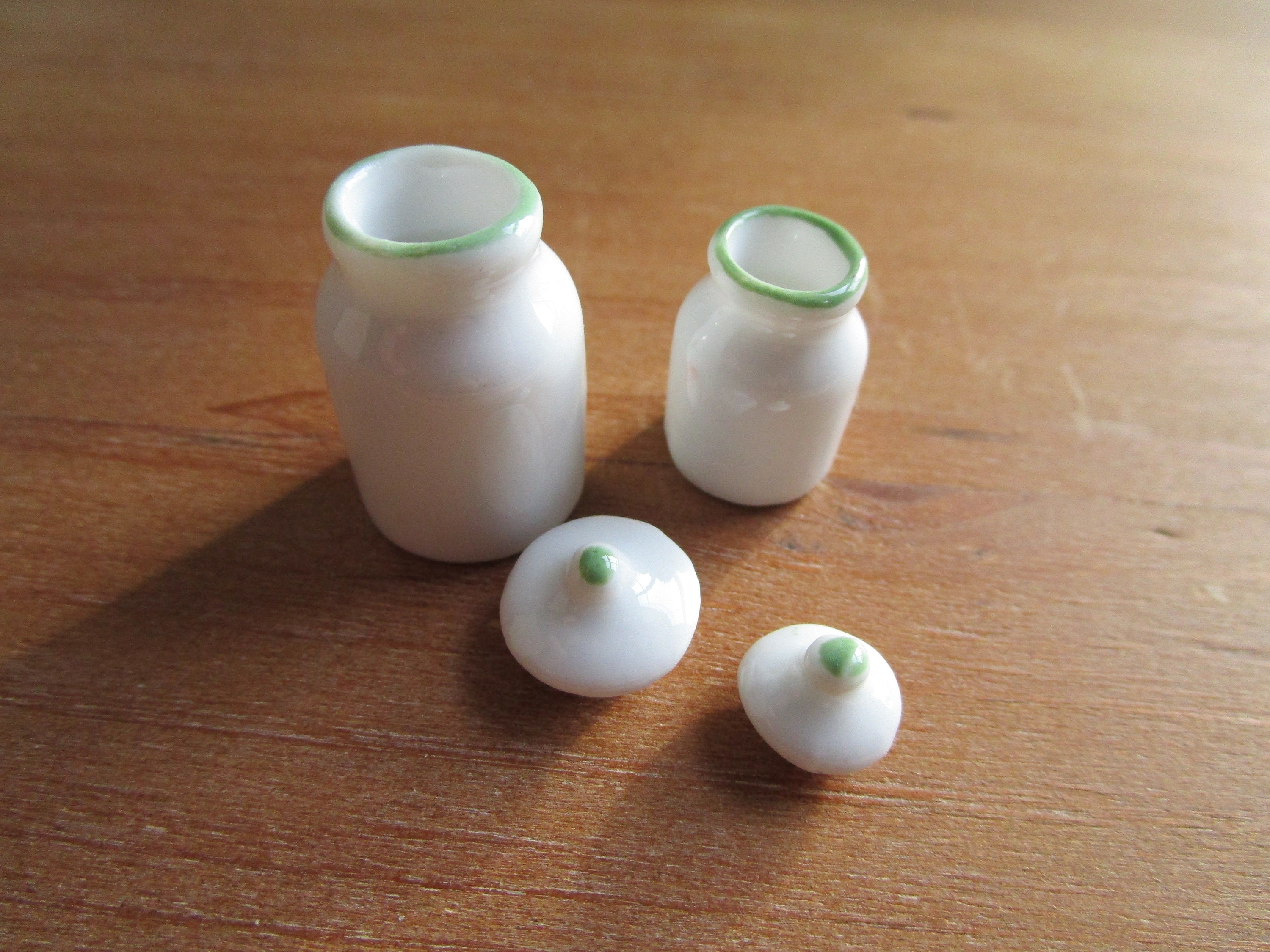 Miniature Rose Jars, Mini Ceramic Rose Jars With Removable Tops, 2 Piece Set, Style 24