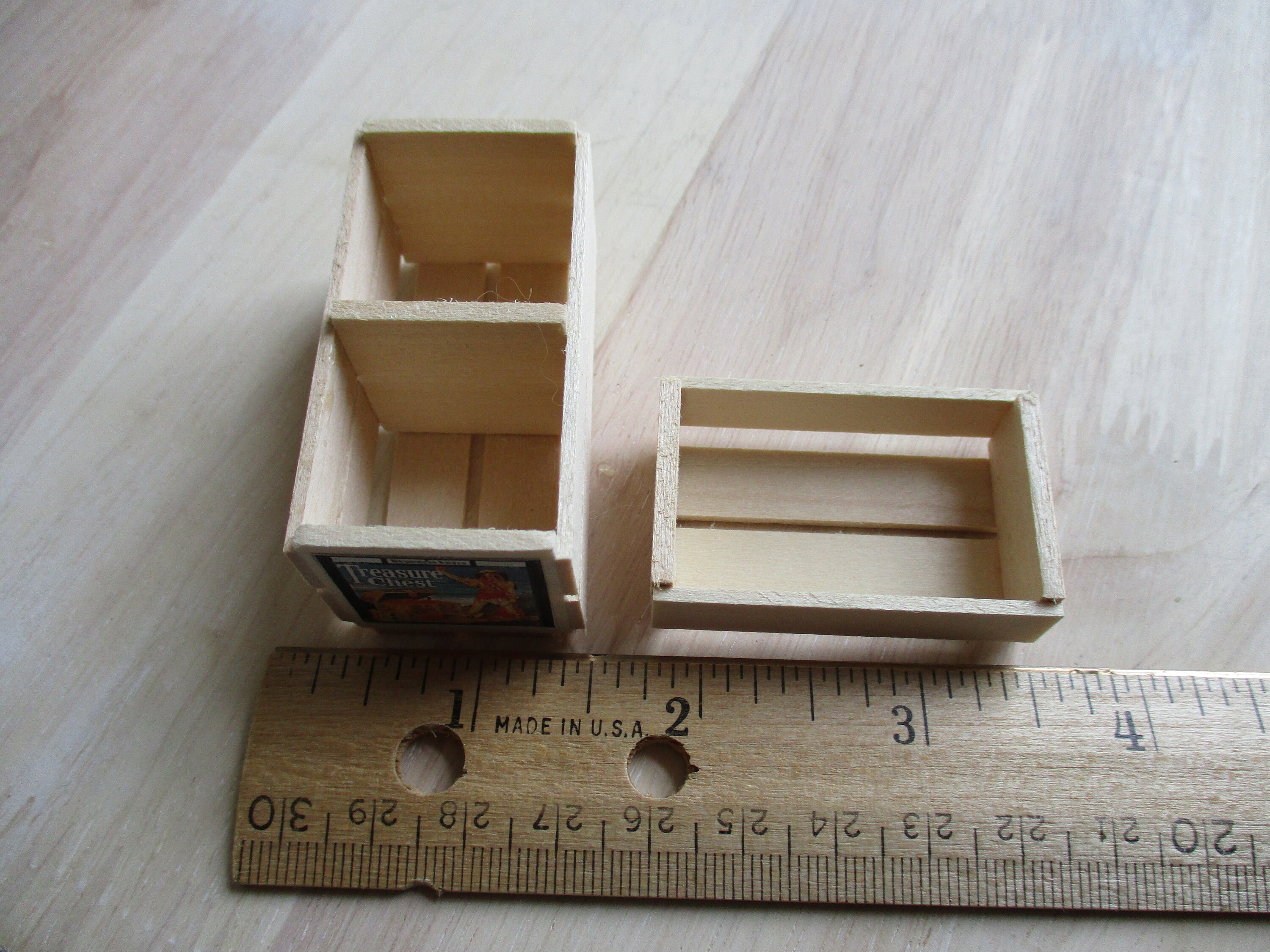 Miniature Wood Crate Set, Mini Crates With Labels, 2 Piece Set, Style