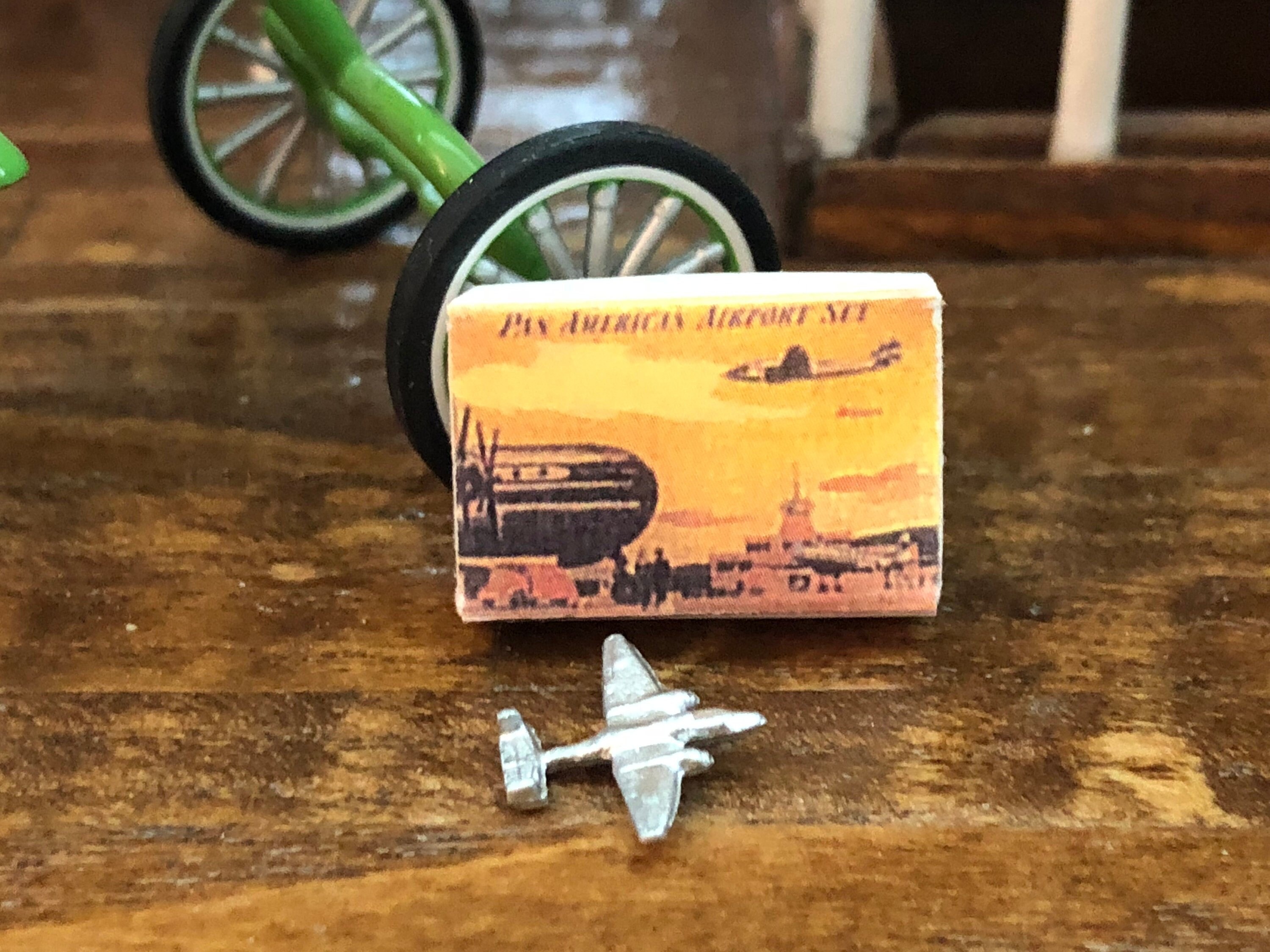 Miniature Toy Airplane and Box Set, Vintage Look Pan American Airplane and Box Set, Dollhouse