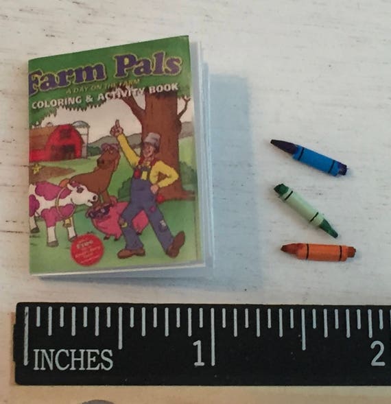 Download Miniature Coloring Book And Crayons Dollhouse Miniature 1 12 Etsy