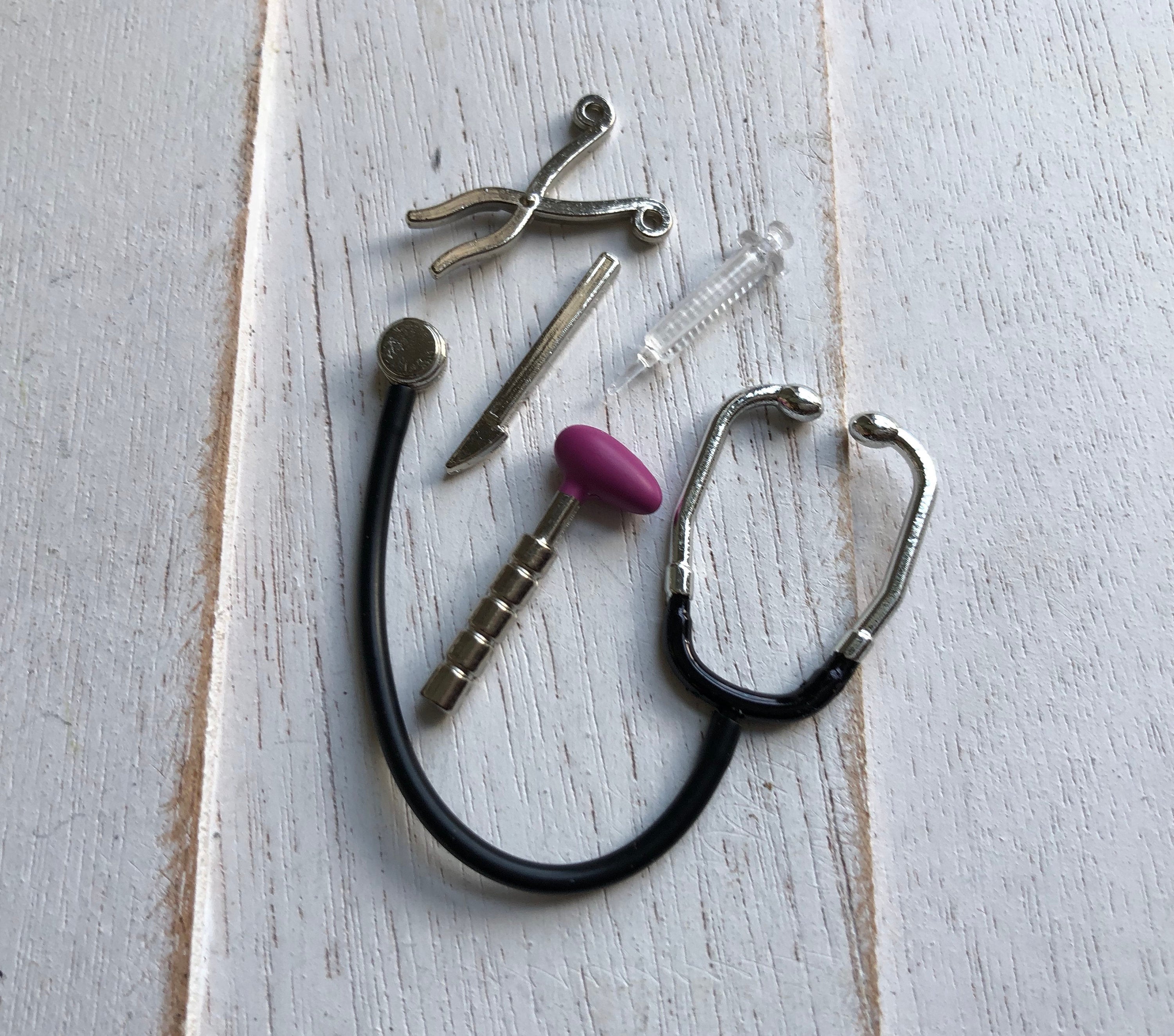 Miniature Doctor Set, Medical Set, Stethoscope and Tools, Dollhouse