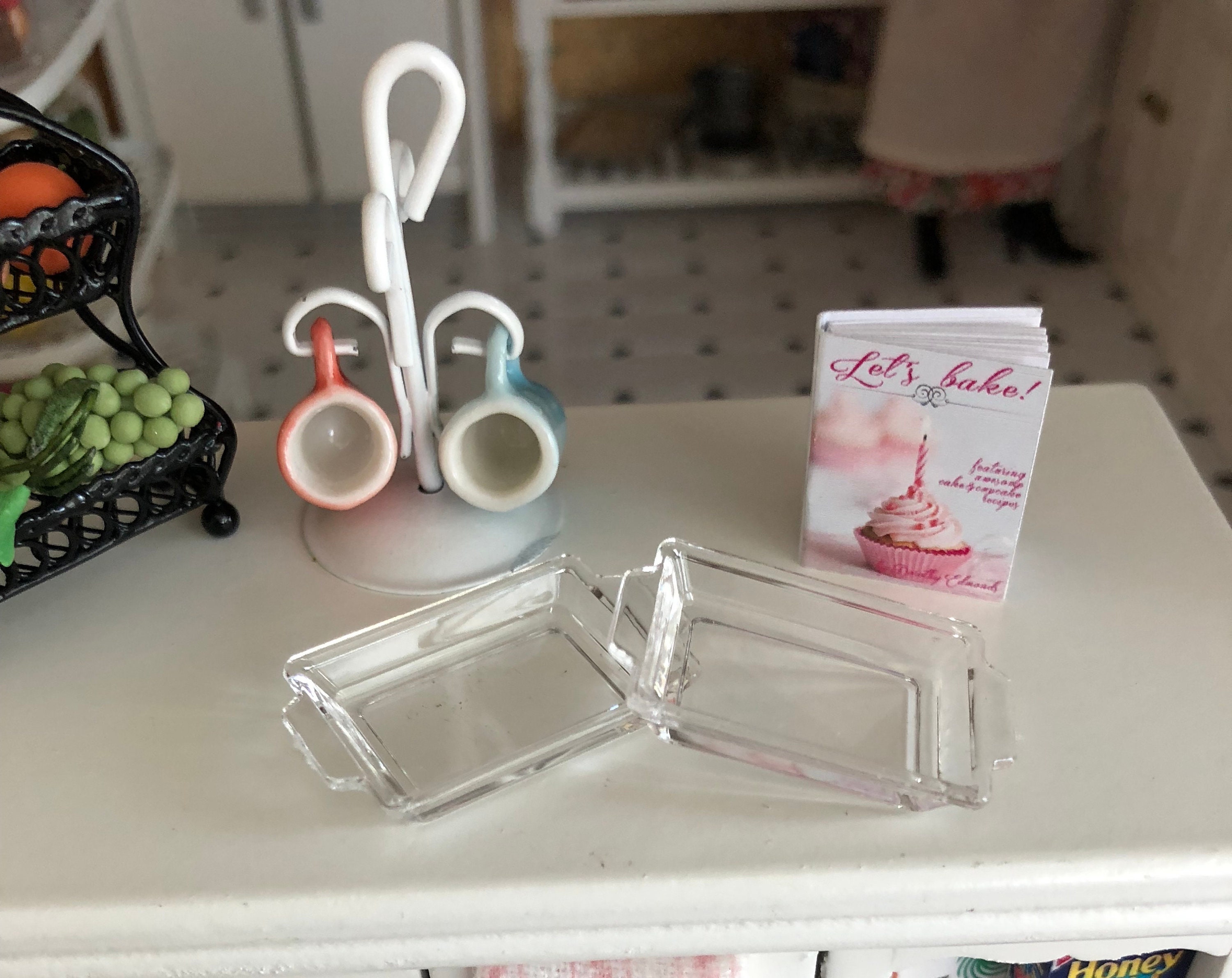 Miniature Trays, Set of 2 Small Clear Trays, Style 95, Dollhouse