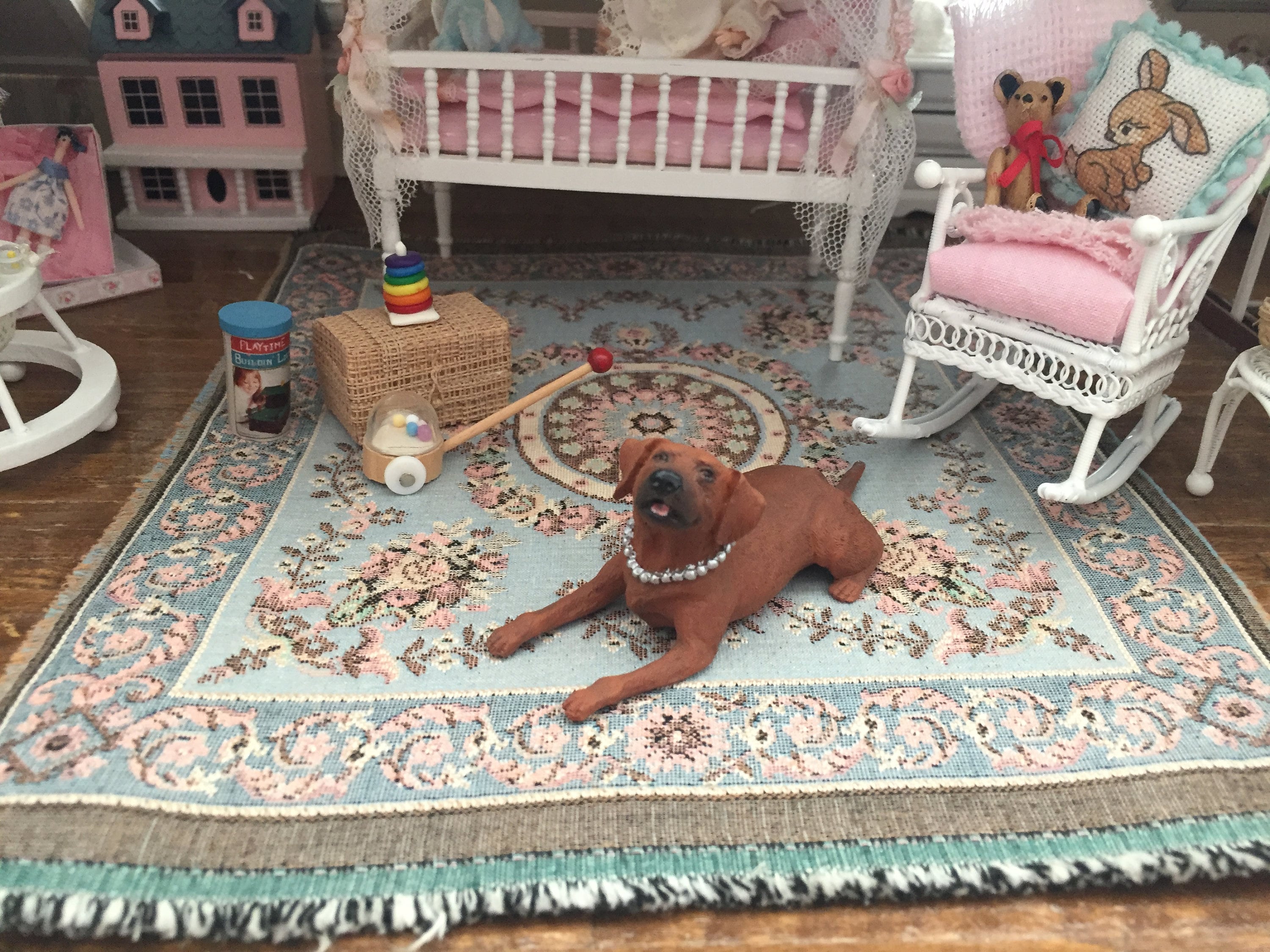 Miniature Dog Figurine, Brown Dog, Style 36, Laying Down Dog, Dollhouse