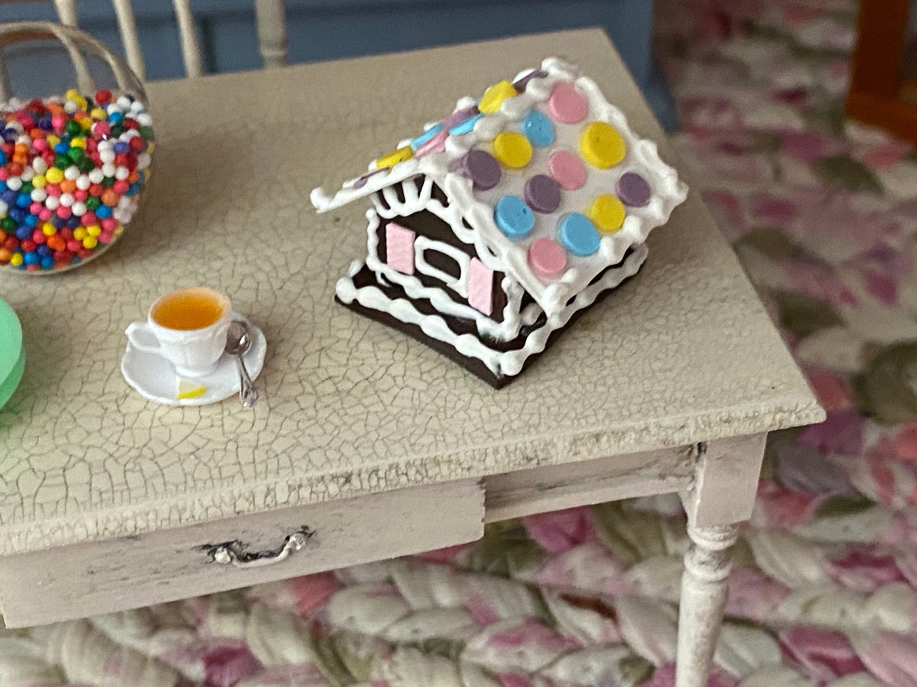 Miniature Gingerbread House, Dollhouse Miniature, 112 Scale, Dollhouse