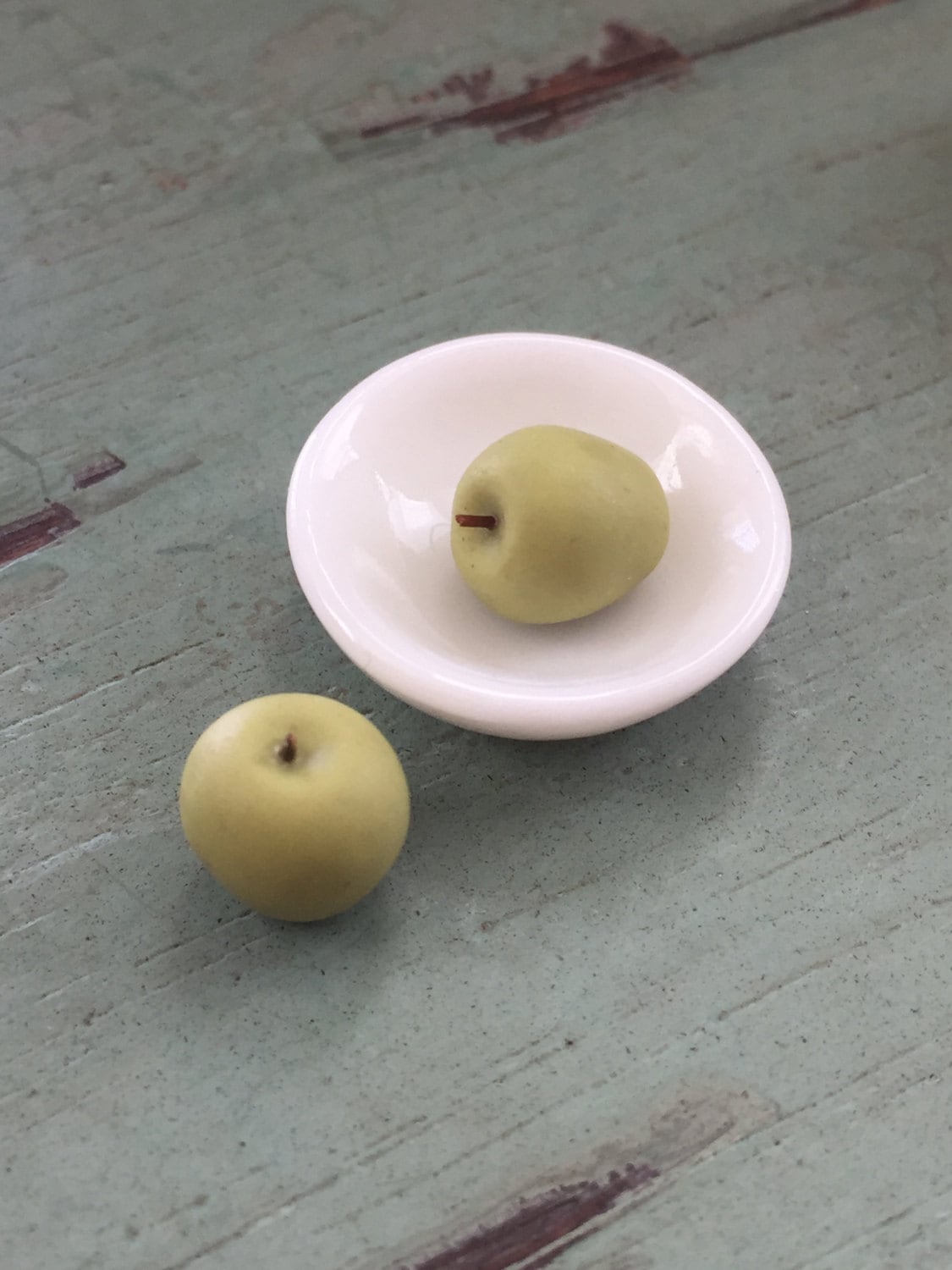 Miniature Green Apples, Dollhouse Miniature Food, 112 Scale, Dollhouse