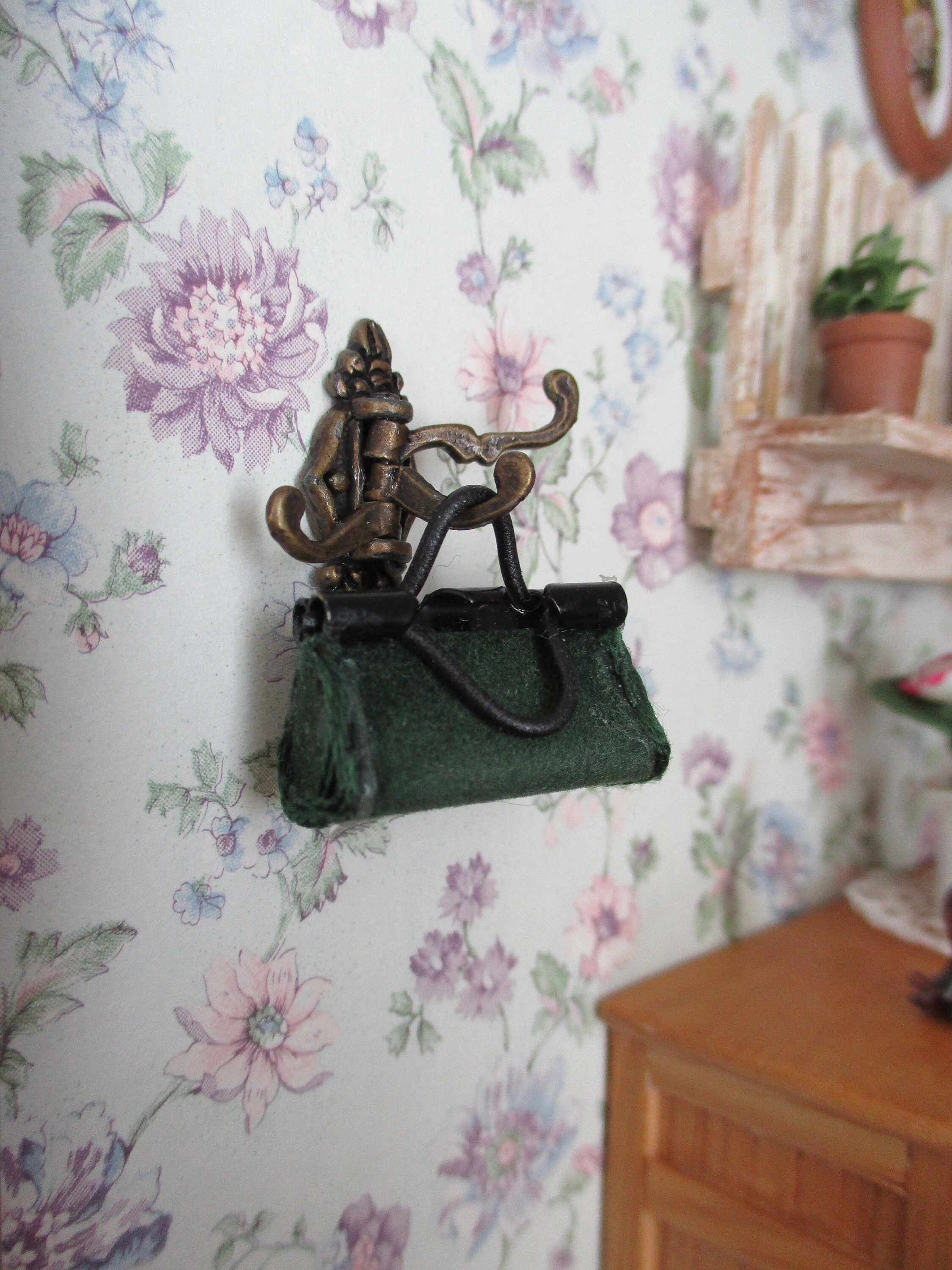 Miniature Wall Hooks, Antique Brass Triple Swivel Coat Wall Hooks