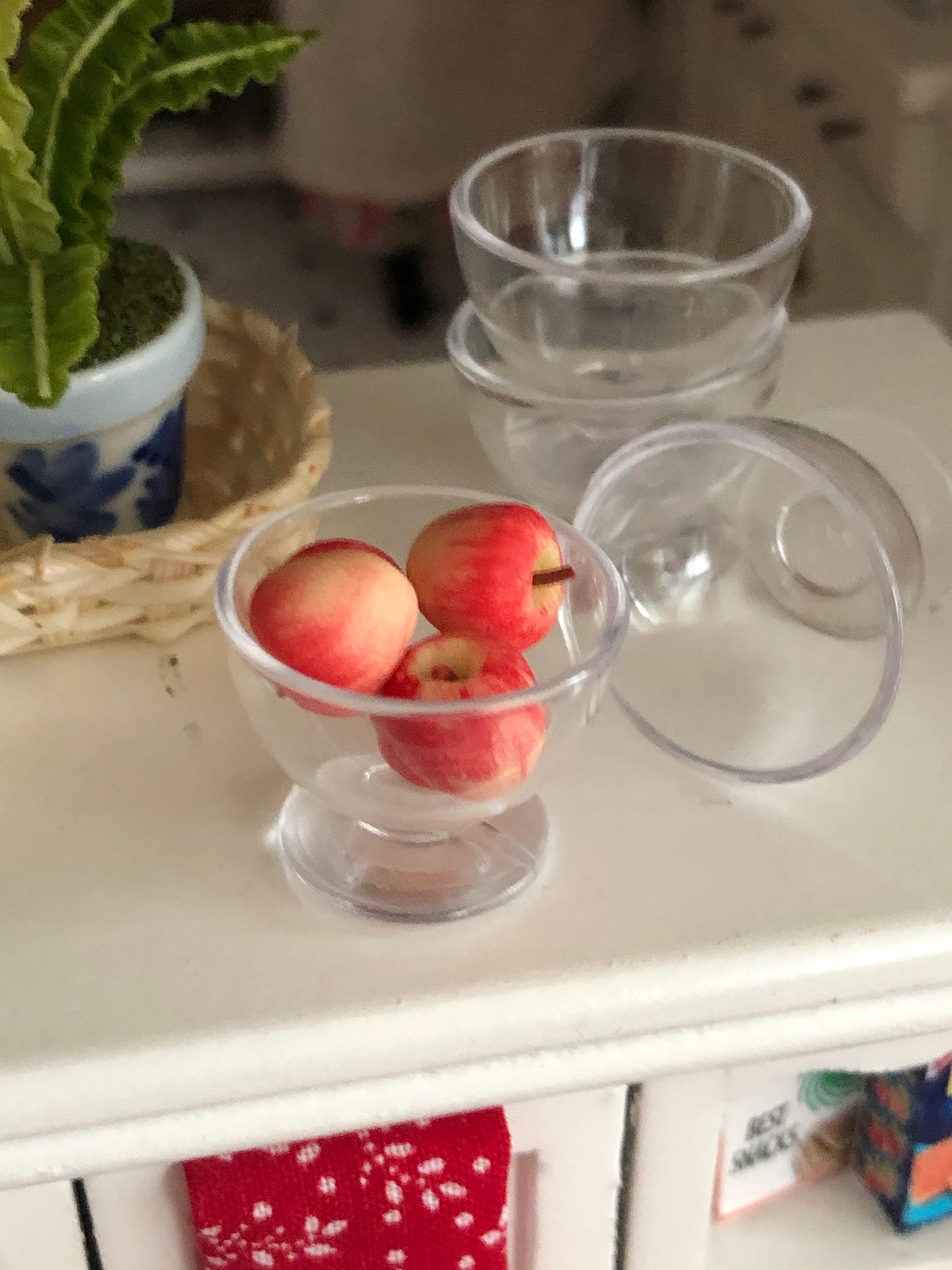 Miniature Bowls, Clear Plastic Bowls, Set of 4 Style 37, Dollhouse