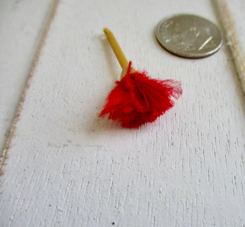 Miniature Feather Duster Mini Red Feather Duster Dollhouse Etsy