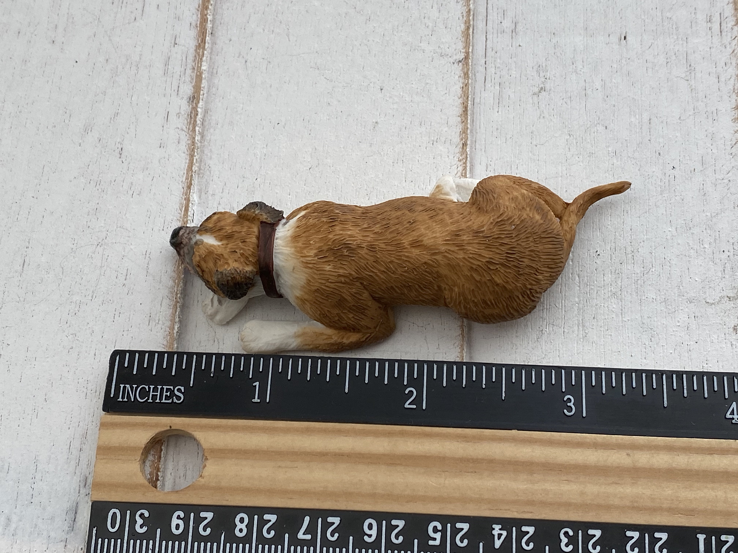 Miniature Dog Figurine, Miniature Boxer, Laying Down, Style 47