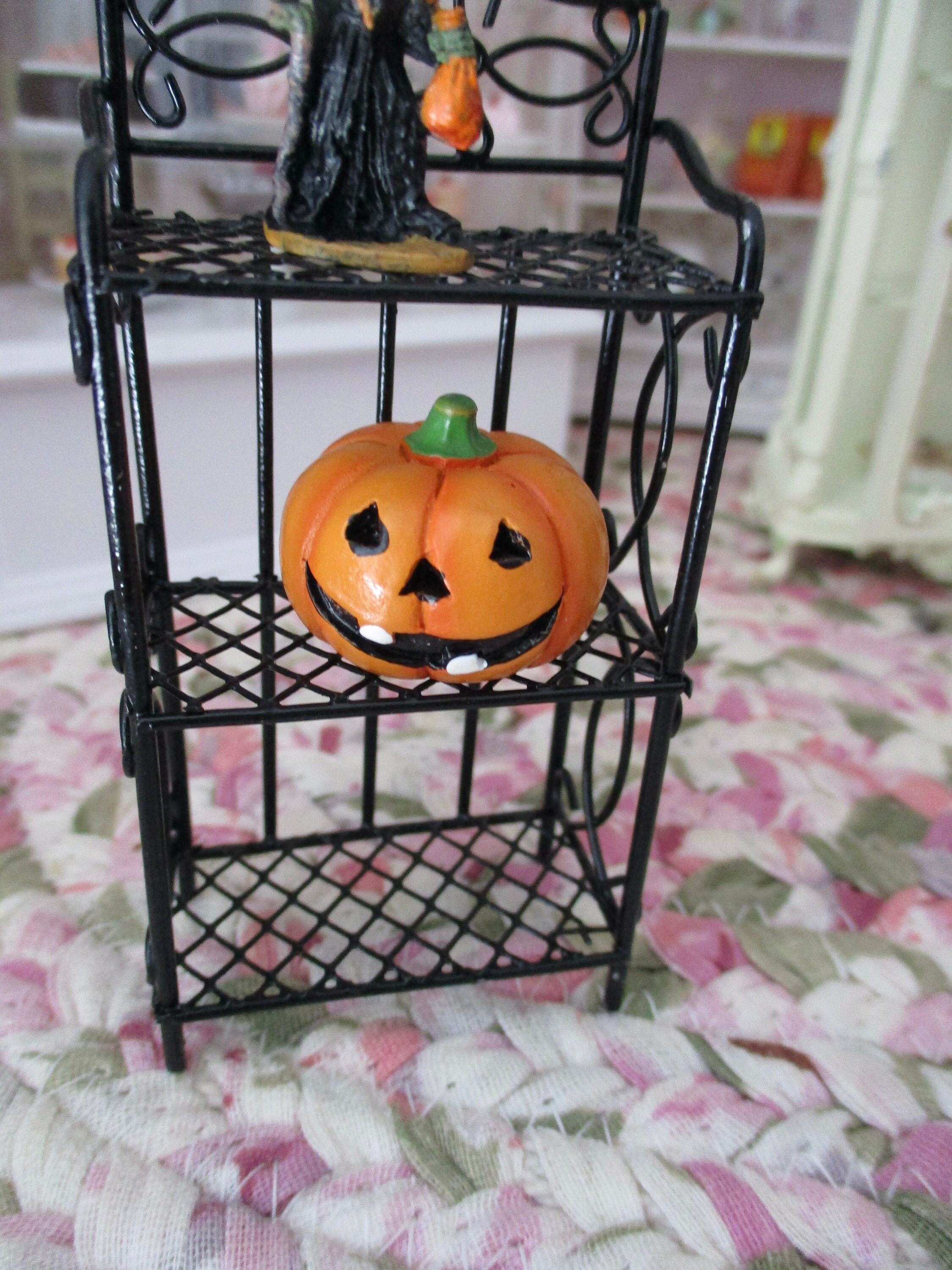 Miniature Jack O Lantern, Mini Hand Painted Pumpkin, Style 25