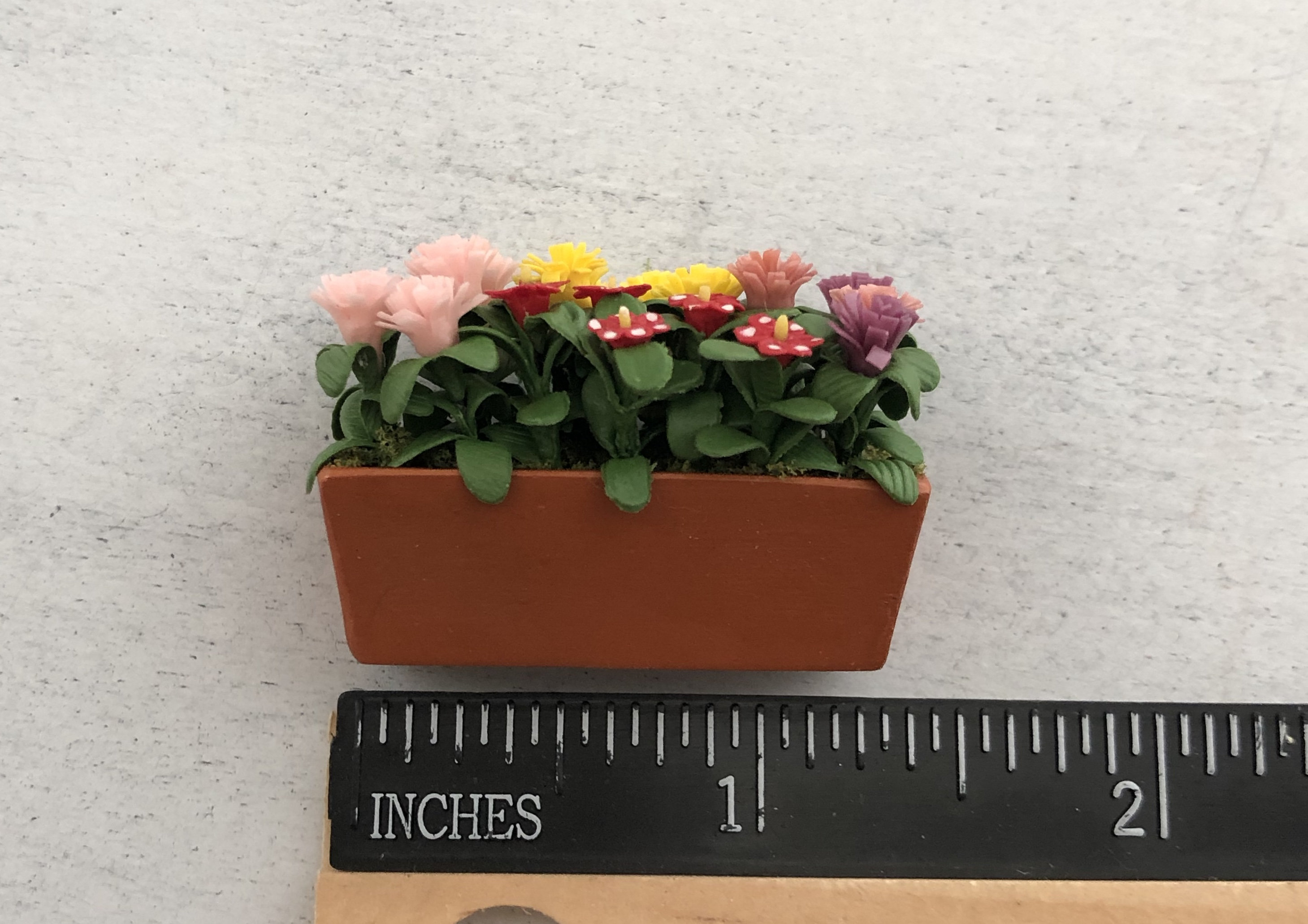 Miniature Flowers, Assorted Flowers in Clay Window Box Planter, Style
